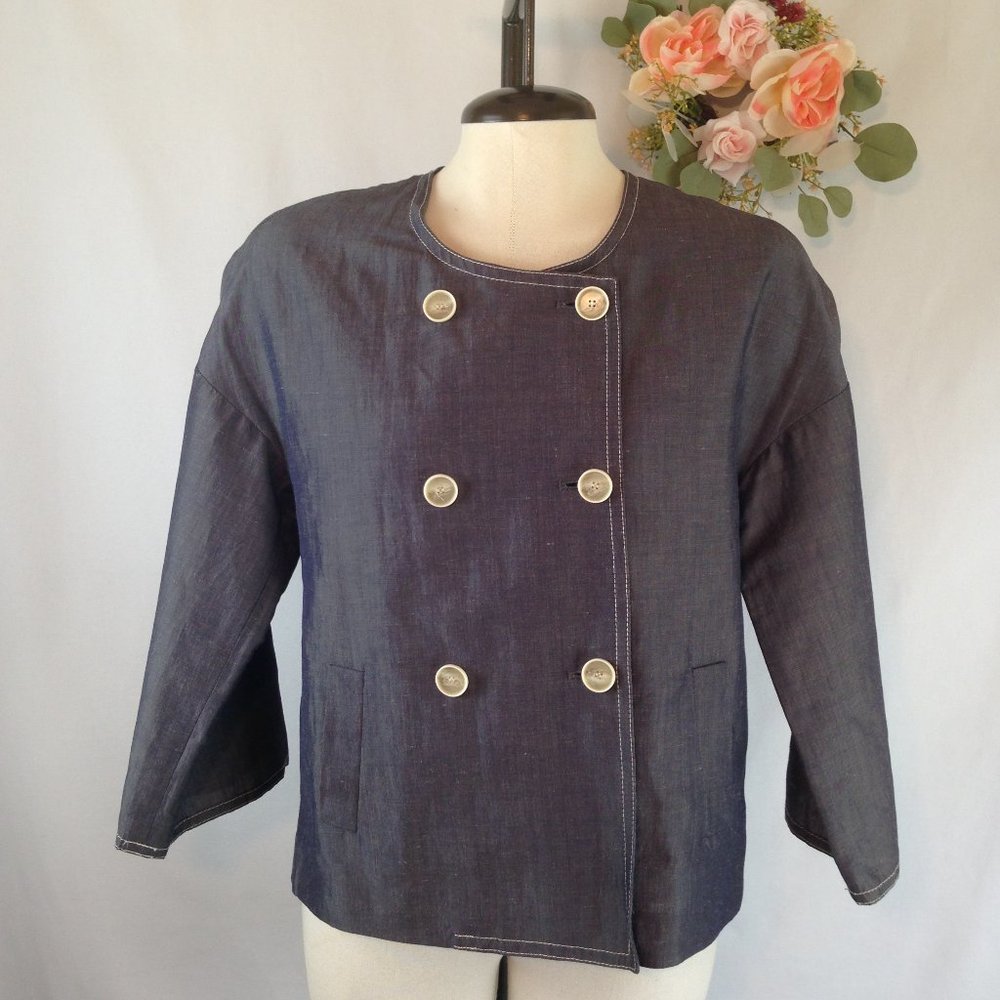 TALBOTS Linen/Silk Swing Jacket Double Breasted